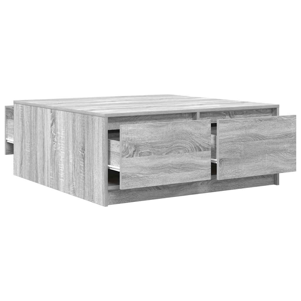 Tavolino da Salotto con Cassetti Grigio Sonoma 100x100x40 cm