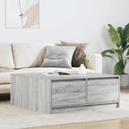Tavolino da Salotto con Cassetti Grigio Sonoma 100x100x40 cm