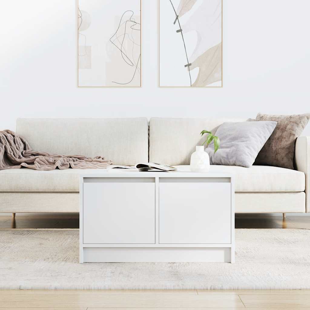 Tavolino da Salotto con Cassetti Bianco 70,5x70x40 cm