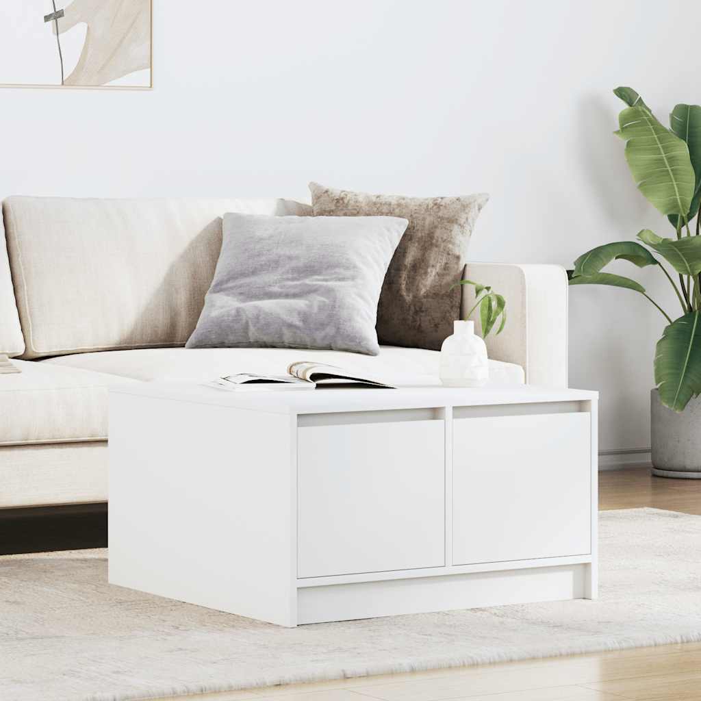 Tavolino da Salotto con Cassetti Bianco 70,5x70x40 cm