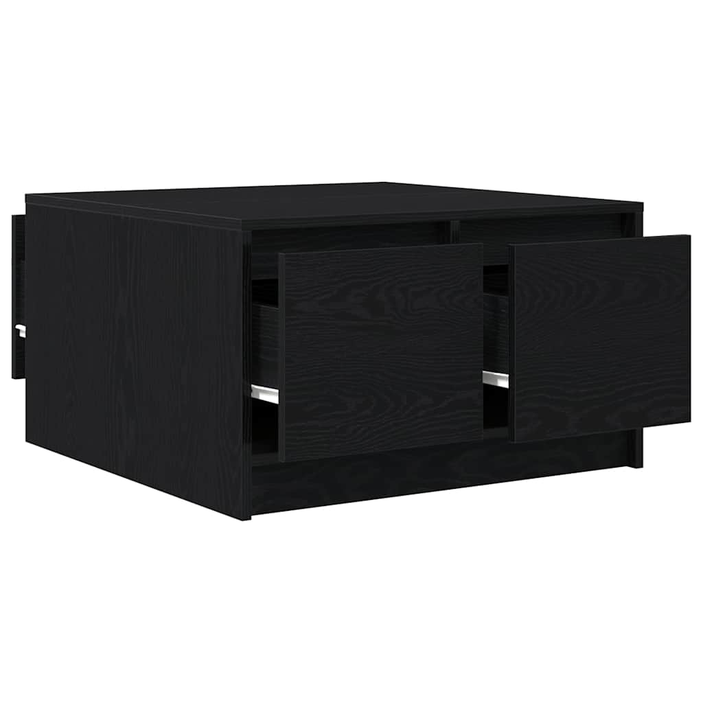 Tavolino da Salotto con Cassetti Rovere Nero 70,5x70x40 cm