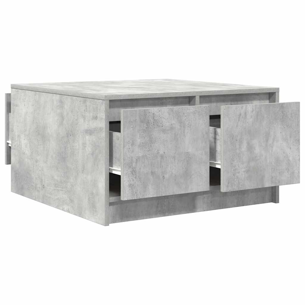 Tavolino da Salotto con Cassetti Grigio Cemento 70,5x70x40 cm