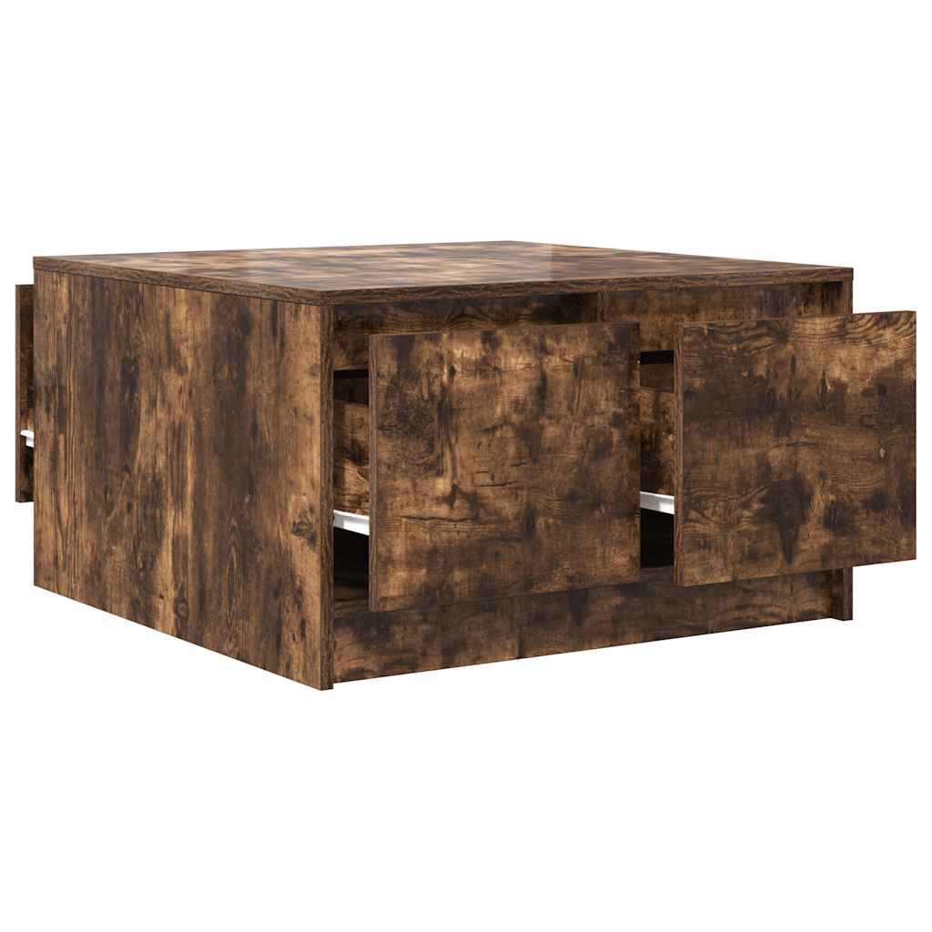 Tavolino da Salotto con Cassetti Rovere Fumo 70,5x70x40 cm