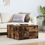 Tavolino da Salotto con Cassetti Rovere Fumo 70,5x70x40 cm