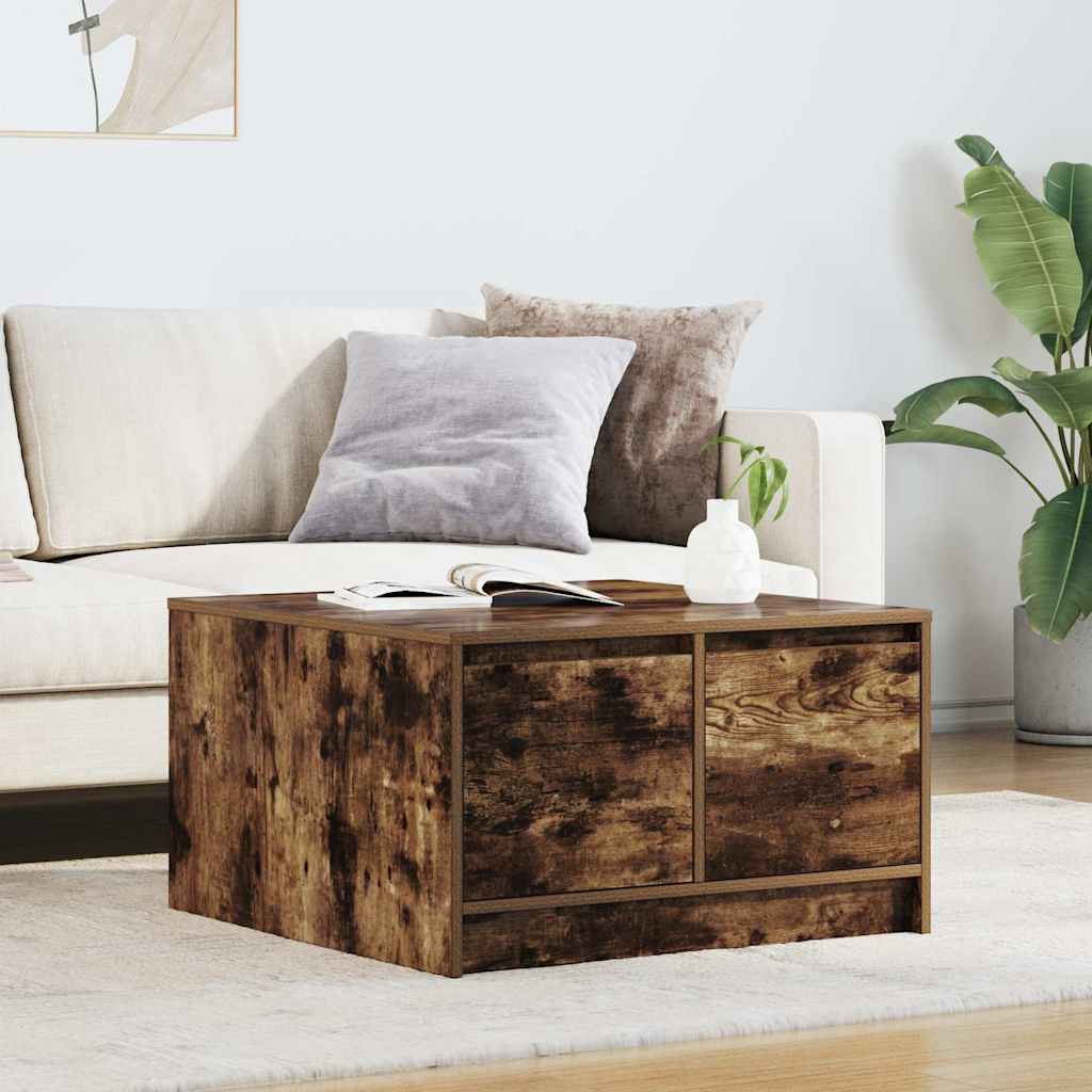 Tavolino da Salotto con Cassetti Rovere Fumo 70,5x70x40 cm