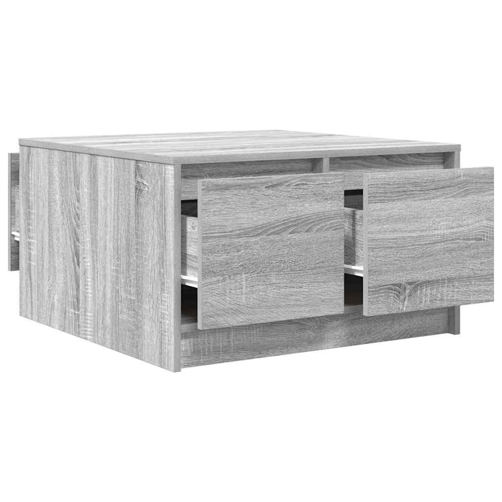 Tavolino da Salotto con Cassetti Grigio Sonoma 70,5x70x40 cm