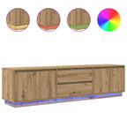 Mobile Porta TV con Luci LED Rovere Artigianale 193,5x41x50 cm