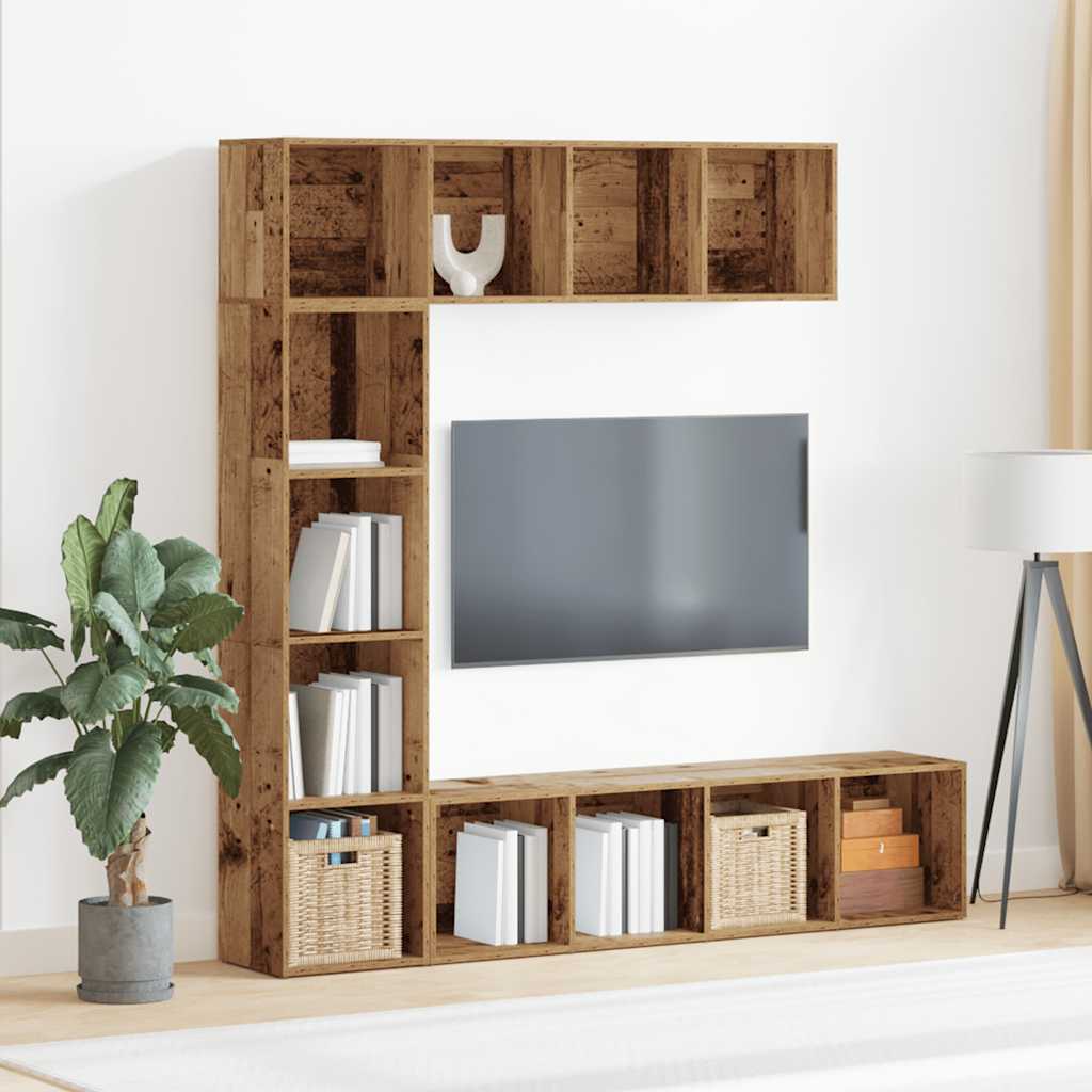 Librerie 3 pz Legno Antico in Legno Multistrato