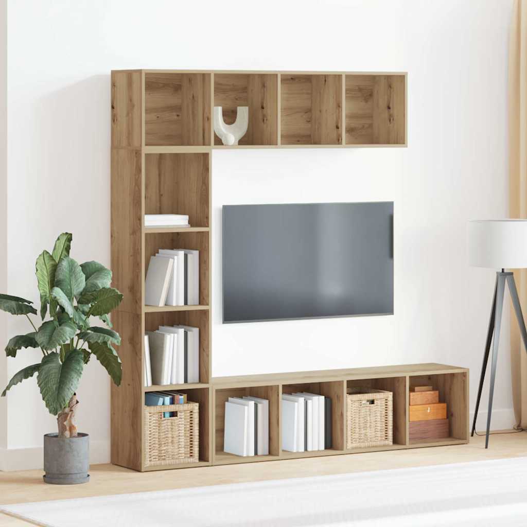 Librerie 3 pz Rovere Artigianale in Legno Multistrato