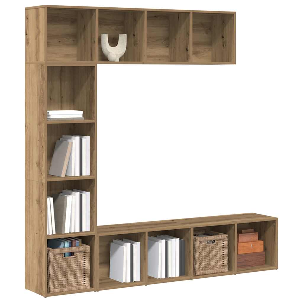 Librerie 3 pz Rovere Artigianale in Legno Multistrato