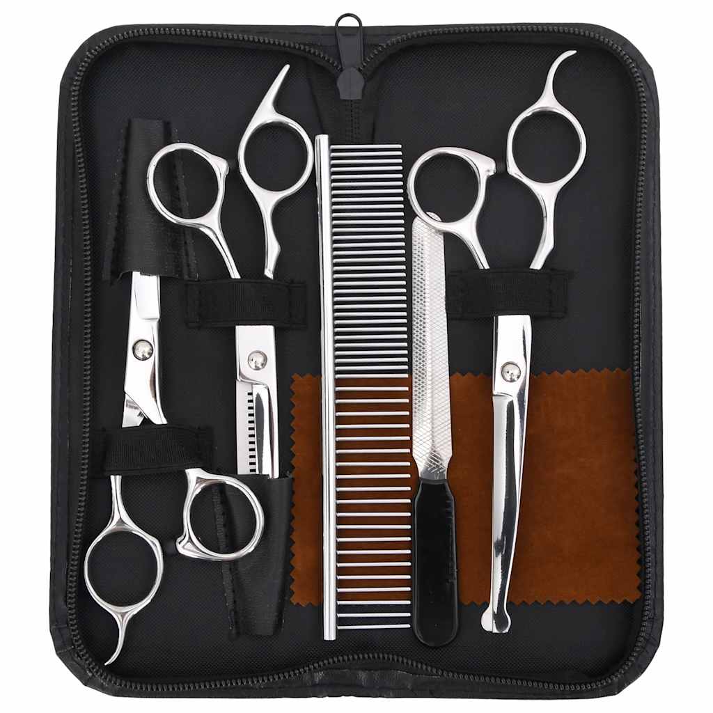 Set Forbici da Toelettatura Cani 6 pz in Acciaio Inossidabile