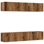 Mobili TV a Parete 4 pz Legno Antico in Legno Multistrato