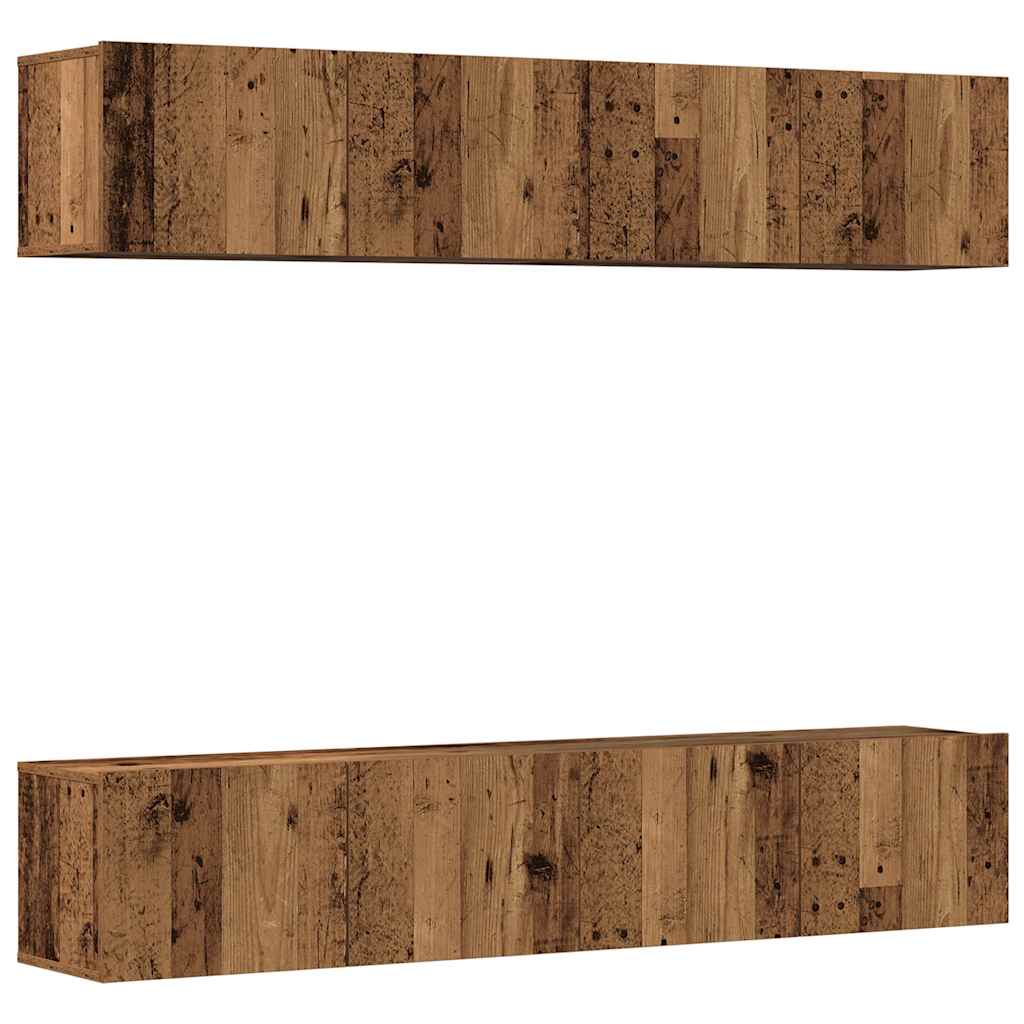 Mobili TV a Parete 4 pz Legno Antico in Legno Multistrato