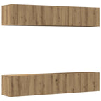 Mobili TV a Parete 4 pz Rovere Artigianale in Legno Multistrato