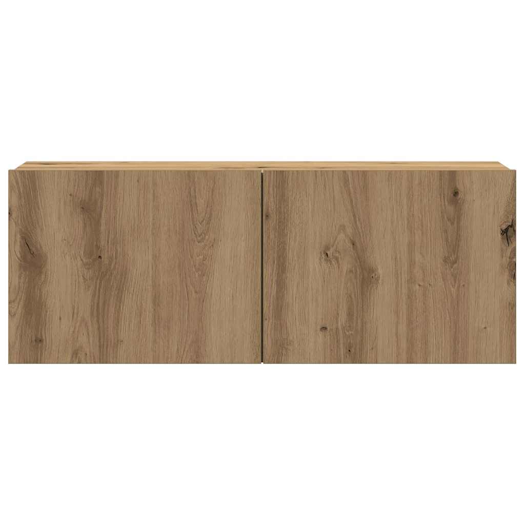Mobili TV a Parete 4 pz Rovere Artigianale in Legno Multistrato