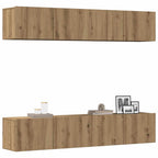 Mobili TV a Parete 4 pz Rovere Artigianale in Legno Multistrato