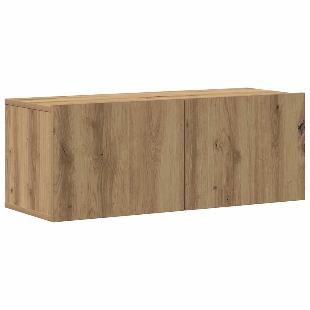 Mobili TV a Parete 4 pz Rovere Artigianale in Legno Multistrato