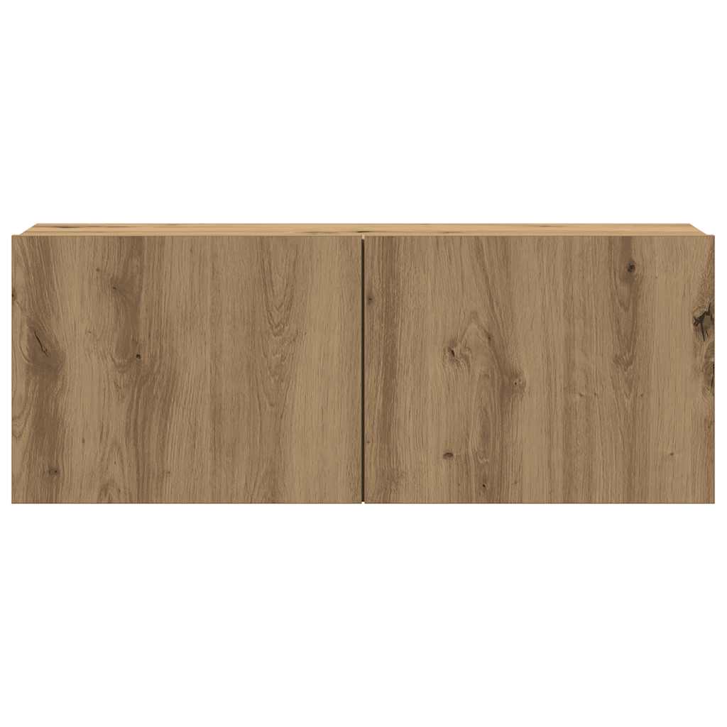 Mobili TV a Parete 4 pz Rovere Artigianale in Legno Multistrato