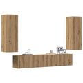 Mobili TV a Parete 4 pz Rovere Artigianale in Legno Multistrato
