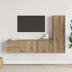 Mobili TV a Parete 3 pz Rovere Artigianale in Legno Multistrato