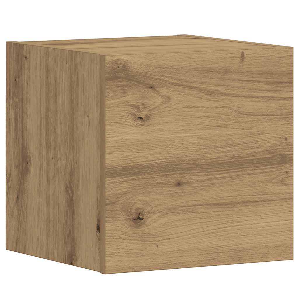 Mobili TV a Parete 3 pz Rovere Artigianale in Legno Multistrato