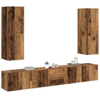 Mobili TV a Parete 5 pz Legno Antico in Legno Multistrato