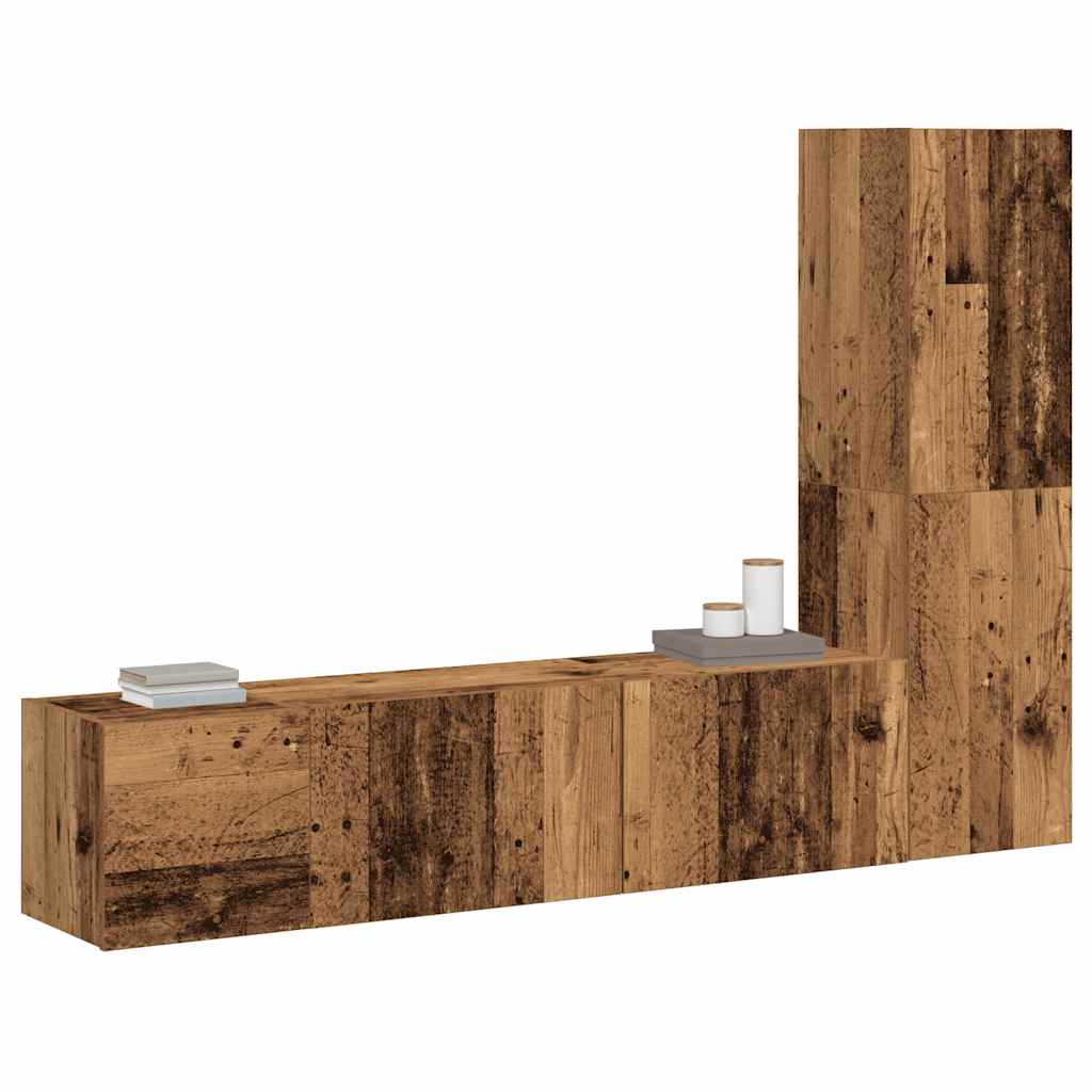 Mobili TV a Parete 3 pz Legno Antico in Legno Multistrato