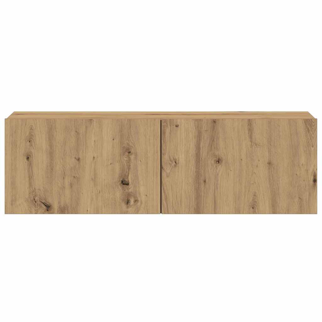 Mobili TV a Parete 3 pz Rovere Artigianale in Legno Multistrato