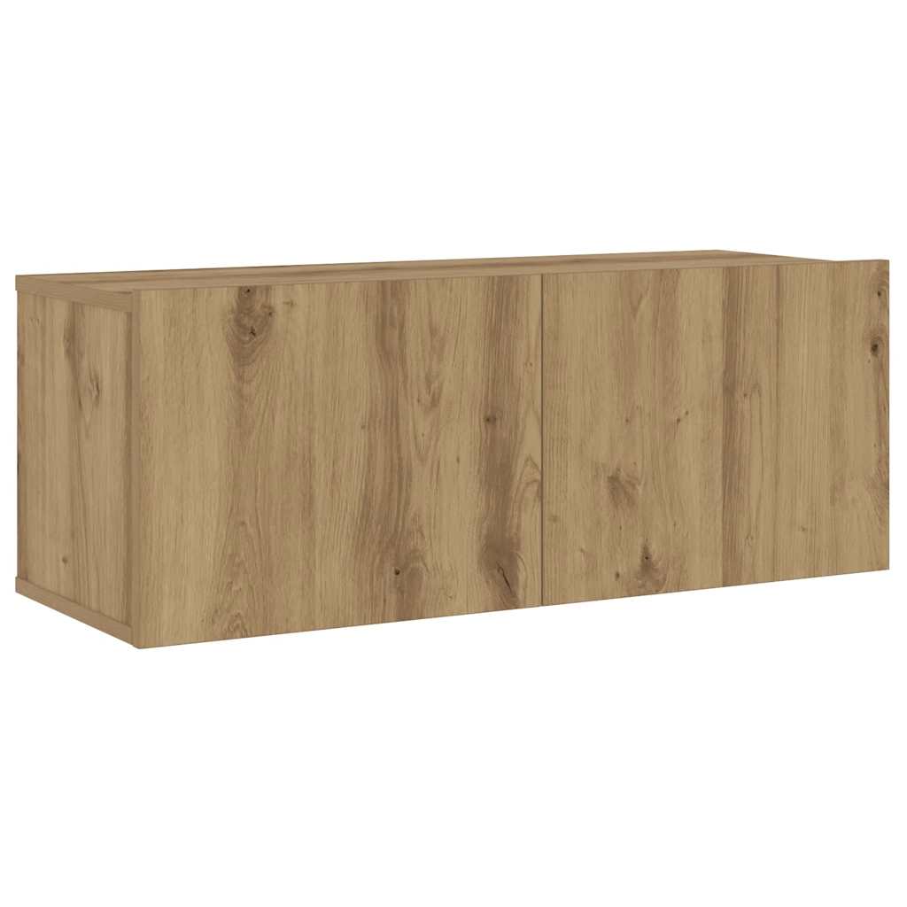 Mobili TV a Parete 3 pz Rovere Artigianale in Legno Multistrato
