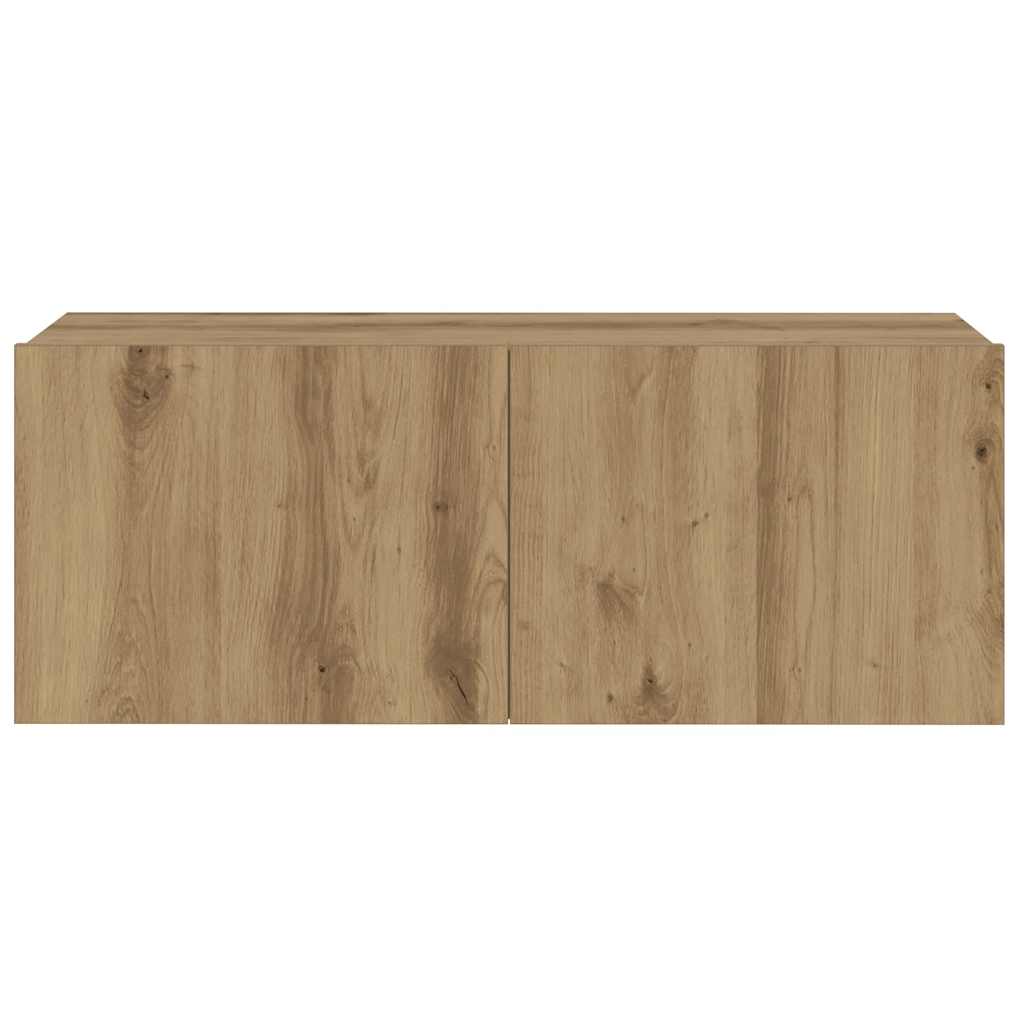 Mobili TV a Parete 3 pz Rovere Artigianale in Legno Multistrato