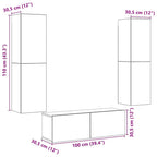 Mobili TV a Parete 3 pz Legno Antico in Legno Multistrato