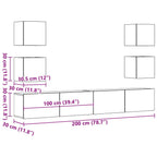Mobili TV a Parete 6 pz Legno Vecchio Legno Multistrato