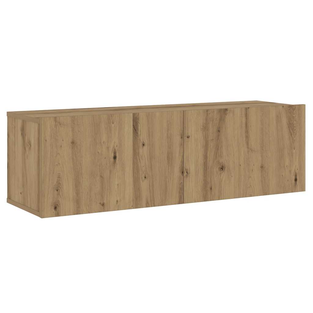 Mobili TV a Parete 3 pz Rovere Artigianale in Legno Multistrato