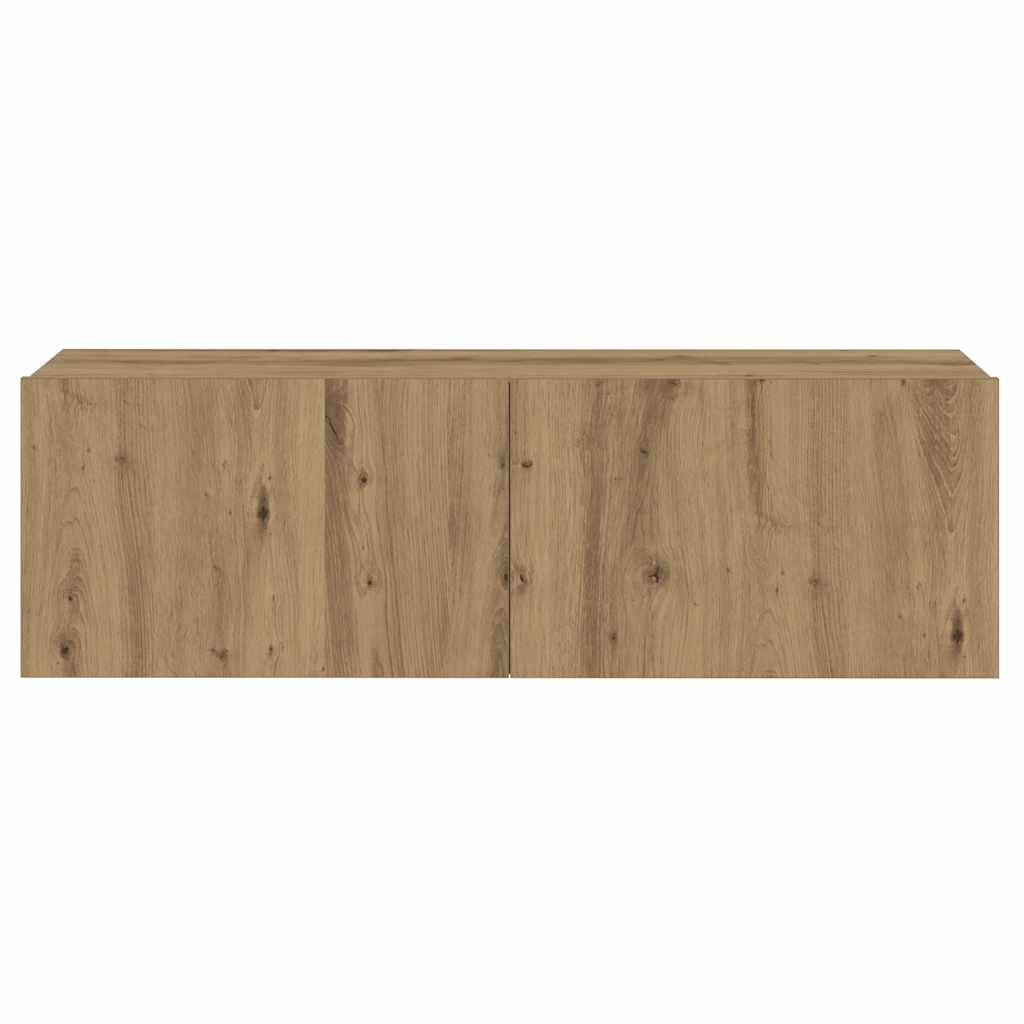 Mobili TV a Parete 3 pz Rovere Artigianale in Legno Multistrato