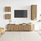 Set Mobile TV 5 pz Montato a Parete Rovere in Legno Multistrato