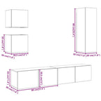 Set Mobile TV 5 pz Montato a Parete Rovere in Legno Multistrato