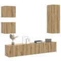 Set Mobile TV 5 pz Montato a Parete Rovere in Legno Multistrato