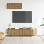 Set Mobile TV 3 pz Montato a Parete Rovere in Truciolato