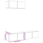 Set Mobile TV 3 pz Montato a Parete Rovere in Truciolato