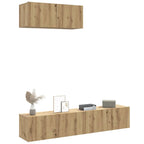 Set Mobile TV 3 pz Montato a Parete Rovere in Truciolato