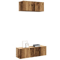 Set Mobile TV 2 pz Montato a Parete Legno Antico in Truciolato