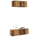 Set Mobile TV 2 pz Montato a Parete Legno Antico in Truciolato