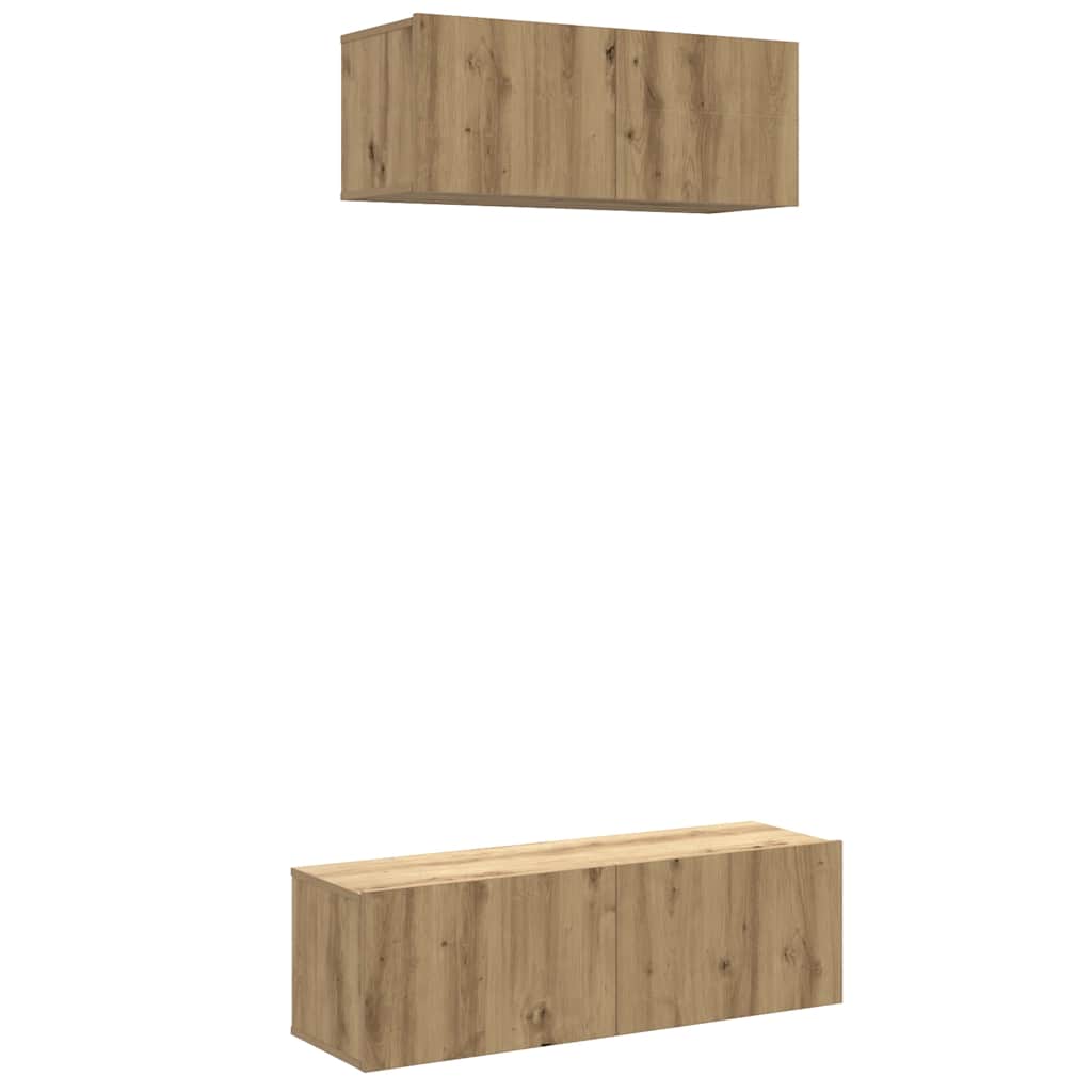 Set Mobile TV 2 pz Montato a Parete Rovere in Legno Multistrato