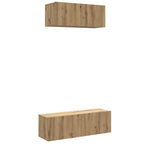 Set Mobile TV 2 pz Montato a Parete Rovere in Legno Multistrato