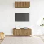 Set Mobile TV 2 pz Montato a Parete Rovere in Legno Multistrato