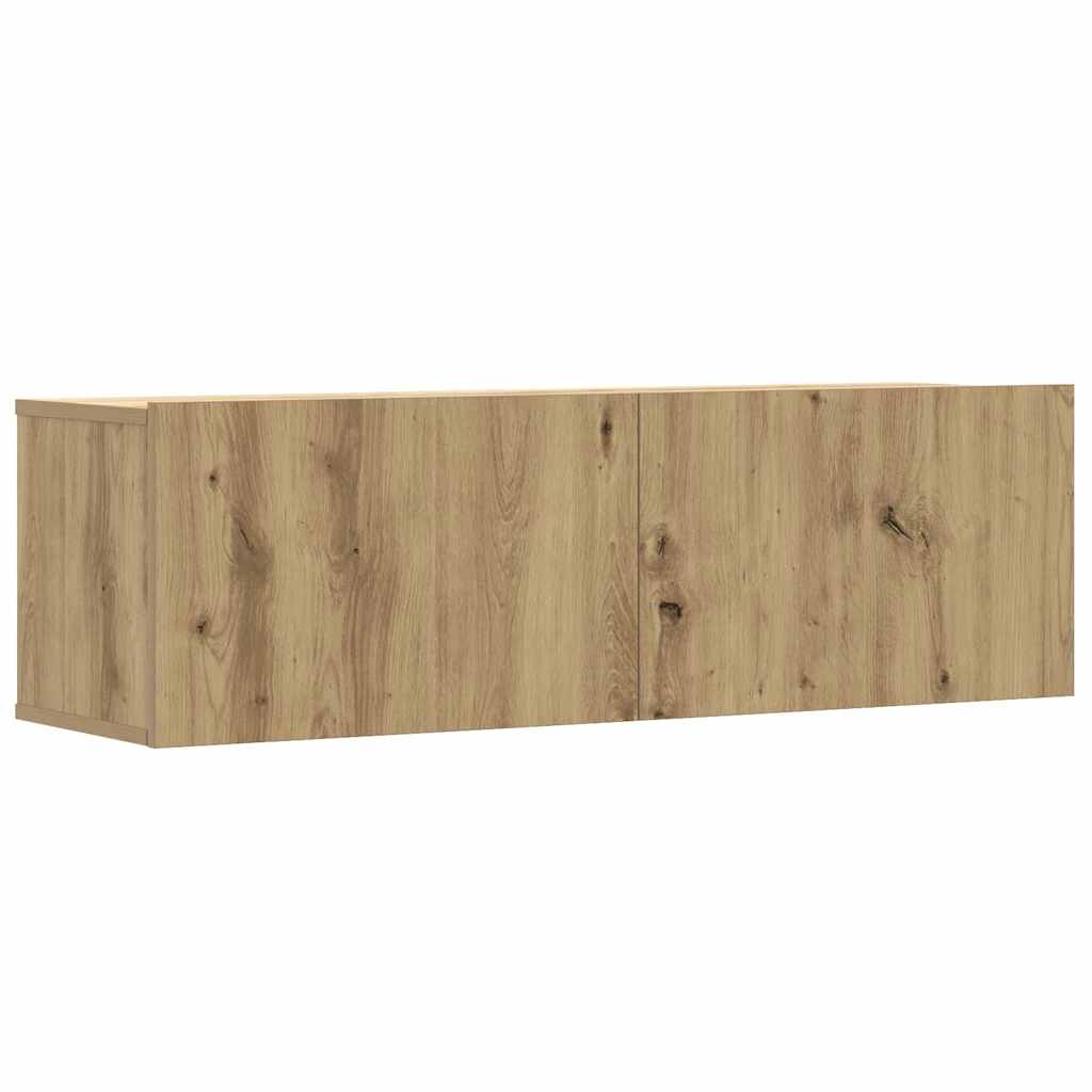 Set Mobile TV 2 pz Montato a Parete Rovere in Legno Multistrato