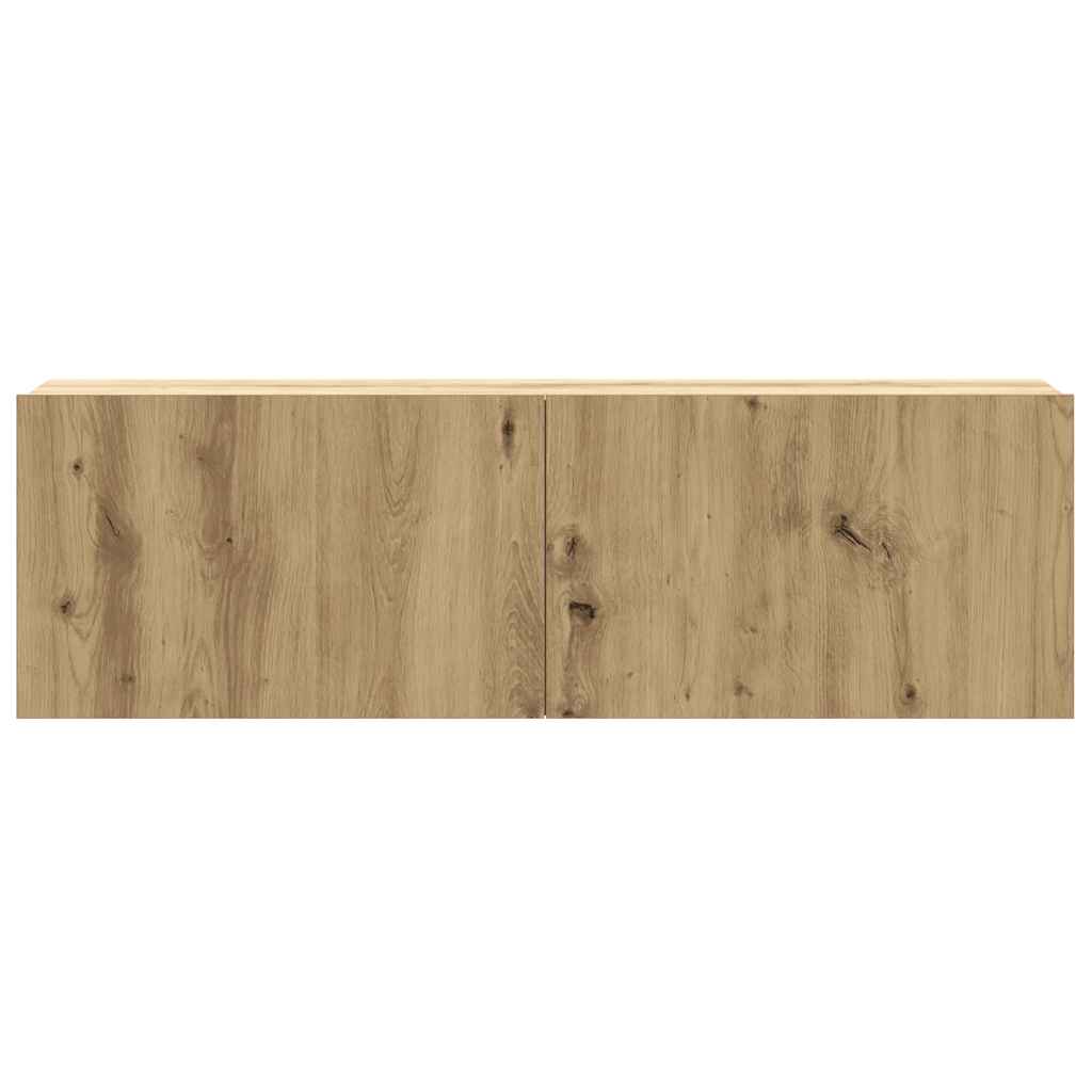 Set Mobile TV 2 pz Montato a Parete Rovere in Legno Multistrato