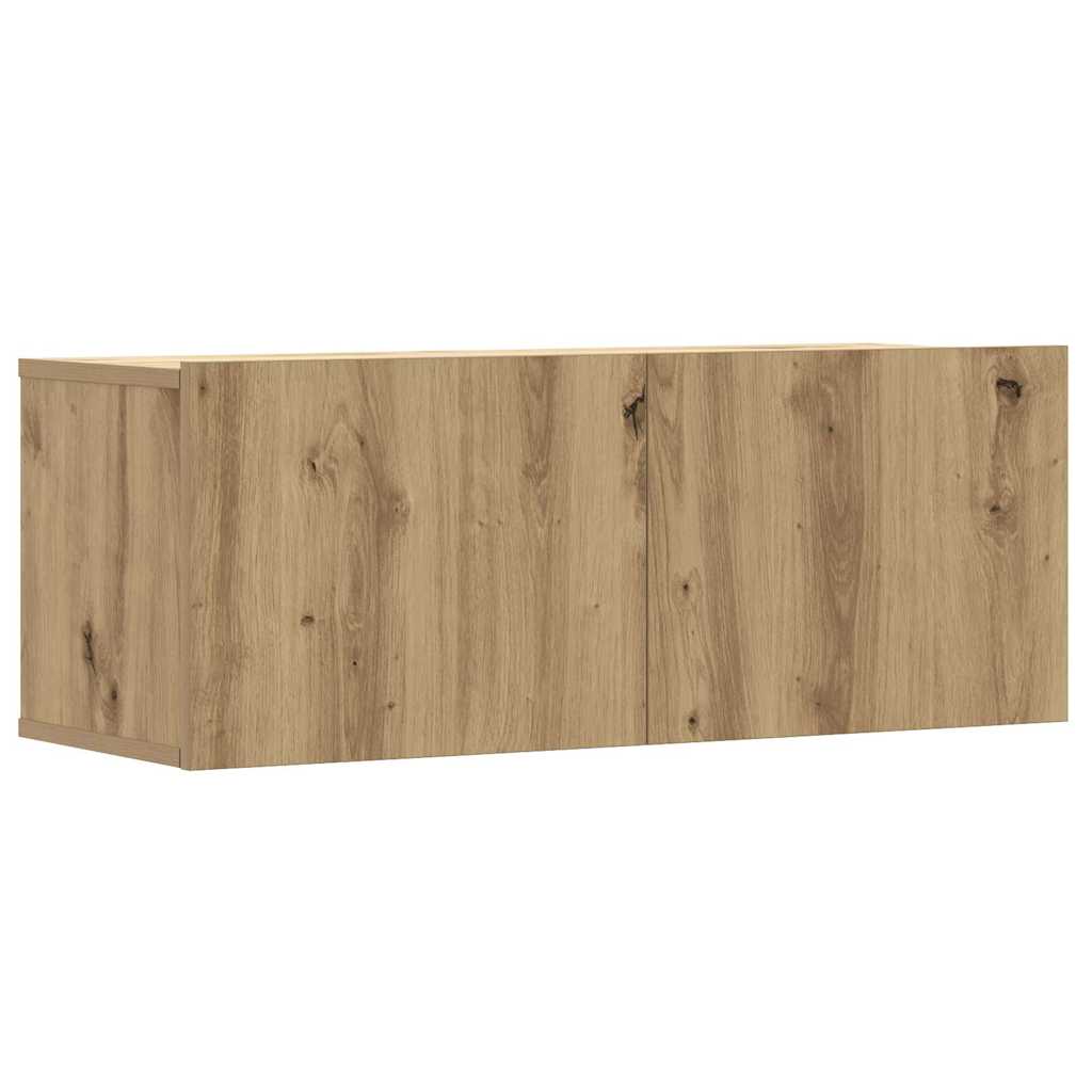 Set Mobile TV 2 pz Montato a Parete Rovere in Legno Multistrato