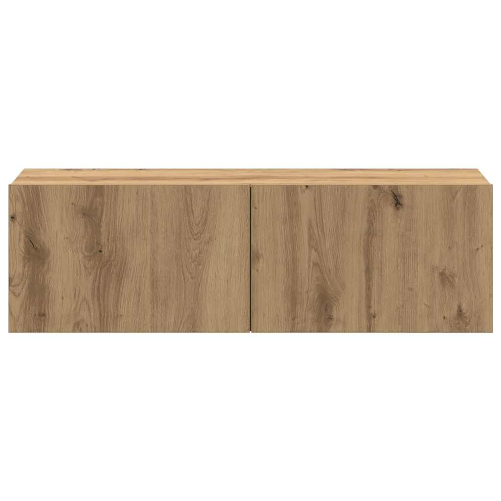 Set Mobile TV 4 pz Montato a Parete Rovere in Legno Multistrato