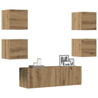 Set Mobile TV 5 pz Montato a Parete Rovere in Legno Multistrato